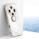 For OPPO Find X8 Ultra XINLI Straight Edge 6D Electroplate TPU Phone Case with Ring Holder(White) - 1