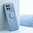 For Honor X6b XINLI Straight 6D Plating Gold Edge TPU Shockproof Case with Ring Holder(Celestial Blue) - 1