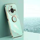 For Honor X60 XINLI Straight 6D Plating Gold Edge TPU Shockproof Case with Ring Holder(Mint Green) - 1