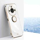 For Honor X60 XINLI Straight 6D Plating Gold Edge TPU Shockproof Case with Ring Holder(White) - 1