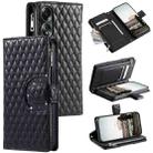 For OPPO A58 4G Glitter Lattice Zipper Wallet Leather Phone Case(Black) - 1