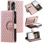 For OPPO A58 4G Glitter Lattice Zipper Wallet Leather Phone Case(Rose Gold) - 1