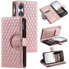 For OPPO A58 5G Glitter Lattice Zipper Wallet Leather Phone Case(Rose Gold) - 1