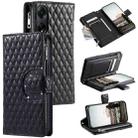 For OPPO A98 Glitter Lattice Zipper Wallet Leather Phone Case(Black) - 1