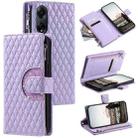 For OPPO A98 Glitter Lattice Zipper Wallet Leather Phone Case(Purple) - 1