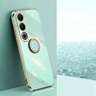 For OnePlus Ace 3V XINLI Straight 6D Plating Gold Edge TPU Shockproof Case with Ring Holder(Mint Green) - 1