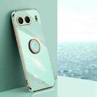 For OnePlus Nord 4 XINLI Straight Edge 6D Electroplate TPU Phone Case with Ring Holder(Mint Green) - 1