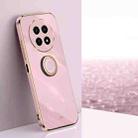 For Realme 12 5G XINLI Straight Edge 6D Electroplate TPU Phone Case with Ring Holder(Cherry Purple) - 1