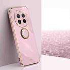 For Realme 12+ XINLI Straight Edge 6D Electroplate TPU Phone Case with Ring Holder(Cherry Purple) - 1