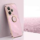 For Realme C65 XINLI Straight Edge 6D Electroplate TPU Phone Case with Ring Holder(Cherry Purple) - 1