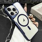 For iPhone 15 Pro Blade Electroplating Frosted MagSafe Magnetic Phone Case(Blue) - 1
