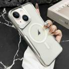 For iPhone 15 Plus Blade Electroplating Frosted MagSafe Magnetic Phone Case(Silver) - 1