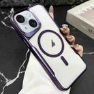For iPhone 15 Blade Electroplating Frosted MagSafe Magnetic Phone Case(Purple) - 1