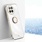 For Xiaomi Civi 4 Pro XINLI Straight 6D Plating Gold Edge TPU Shockproof Case with Ring Holder(White) - 1