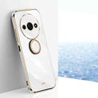 For Xiaomi Redmi A3 XINLI Straight 6D Plating Gold Edge TPU Shockproof Case with Ring Holder(White) - 1