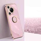 For Huawei Pura 70 Pro / Pura 70 Pro+ XINLI Straight 6D Plating Gold Edge TPU Shockproof Case with Ring Holder(Cherry Purple) - 1