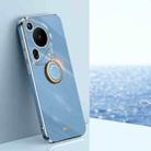 For Huawei Pura 70 Ultra XINLI Straight 6D Plating Gold Edge TPU Shockproof Case with Ring Holder(Celestial Blue) - 1