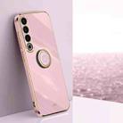 For Meizu 20 Pro 5G XINLI Straight 6D Plating Gold Edge TPU Shockproof Case with Ring Holder(Cherry Purple) - 1