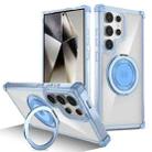 For Samsung Galaxy S24 Ultra 5G Gold Shield CD Pattern MagSafe Magnetic Phone Case with Rotating Stand(Transparent Blue) - 1