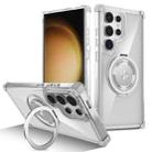 For Samsung Galaxy S23 Ultra 5G Gold Shield CD Pattern MagSafe Magnetic Phone Case with Rotating Stand(Transparent) - 1