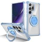 For Samsung Galaxy Note20 Ultra 5G Gold Shield CD Pattern MagSafe Magnetic Phone Case with Rotating Stand(Transparent Blue) - 1