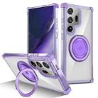 For Samsung Galaxy Note20 Ultra 5G Gold Shield CD Pattern MagSafe Magnetic Phone Case with Rotating Stand(Transparent Purple) - 1