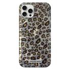 For iPhone 15 Pro Max Feather Leopard Print Pattern Double-layer Acrylic+TPU Shockproof Phone Case(Grey) - 1