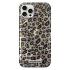 For iPhone 13 Pro Feather Leopard Print Pattern Double-layer Acrylic+TPU Shockproof Phone Case(Grey) - 1