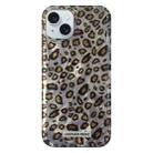 For iPhone 13 Feather Leopard Print Pattern Double-layer Acrylic+TPU Shockproof Phone Case(Grey) - 1