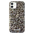 For iPhone 12 Feather Leopard Print Pattern Double-layer Acrylic+TPU Shockproof Phone Case(Grey) - 1
