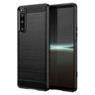 For Sony Xperia 5 IV Brushed Texture Carbon Fiber TPU Phone Case(Black) - 1