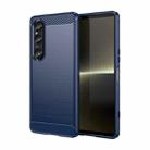 For Sony Xperia 1 VI Brushed Texture Carbon Fiber TPU Phone Case(Blue) - 1