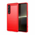 For Sony Xperia 1 VI Brushed Texture Carbon Fiber TPU Phone Case(Red) - 1