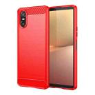 For Sony Xperia 10 VI Brushed Texture Carbon Fiber TPU Phone Case(Red) - 1