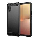 For Sony Xperia 10 VI Brushed Texture Carbon Fiber TPU Phone Case(Black) - 1