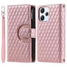 For Xiaomi Redmi 12 4G/5G Glitter Lattice Zipper Wallet Leather Phone Case(Rose Gold) - 1