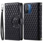 For Xiaomi Redmi 12C / 11A Glitter Lattice Zipper Wallet Leather Phone Case(Black) - 1