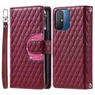 For Xiaomi Redmi 12C / 11A Glitter Lattice Zipper Wallet Leather Phone Case(Wine Red) - 1