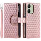 For Xiaomi Redmi 13C 4G/5G Glitter Lattice Zipper Wallet Leather Phone Case(Rose Gold) - 1