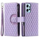 For Xiaomi Redmi Note 12 4G Global Glitter Lattice Zipper Wallet Leather Phone Case(Purple) - 1