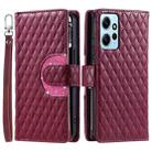 For Xiaomi Redmi Note 12 4G Global Glitter Lattice Zipper Wallet Leather Phone Case(Wine Red) - 1