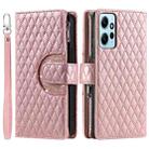 For Xiaomi Redmi Note 12 4G Global Glitter Lattice Zipper Wallet Leather Phone Case(Rose Gold) - 1