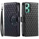 For Xiaomi Redmi Note 12 5G Glitter Lattice Zipper Wallet Leather Phone Case(Black) - 1