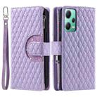 For Xiaomi Redmi Note 12 5G Glitter Lattice Zipper Wallet Leather Phone Case(Purple) - 1