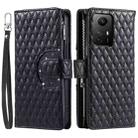 For Xiaomi Redmi Note 12S Glitter Lattice Zipper Wallet Leather Phone Case(Black) - 1