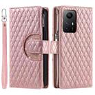 For Xiaomi Redmi Note 12S Glitter Lattice Zipper Wallet Leather Phone Case(Rose Gold) - 1