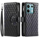 For Xiaomi Redmi Note 13 4G Global Glitter Lattice Zipper Wallet Leather Phone Case(Black) - 1