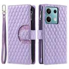 For Xiaomi Redmi Note 13 4G Global Glitter Lattice Zipper Wallet Leather Phone Case(Purple) - 1