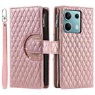 For Xiaomi Redmi Note 13 4G Global Glitter Lattice Zipper Wallet Leather Phone Case(Rose Gold) - 1