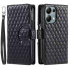 For Xiaomi Redmi Note 13 Pro 4G Global Glitter Lattice Zipper Wallet Leather Phone Case(Black) - 1